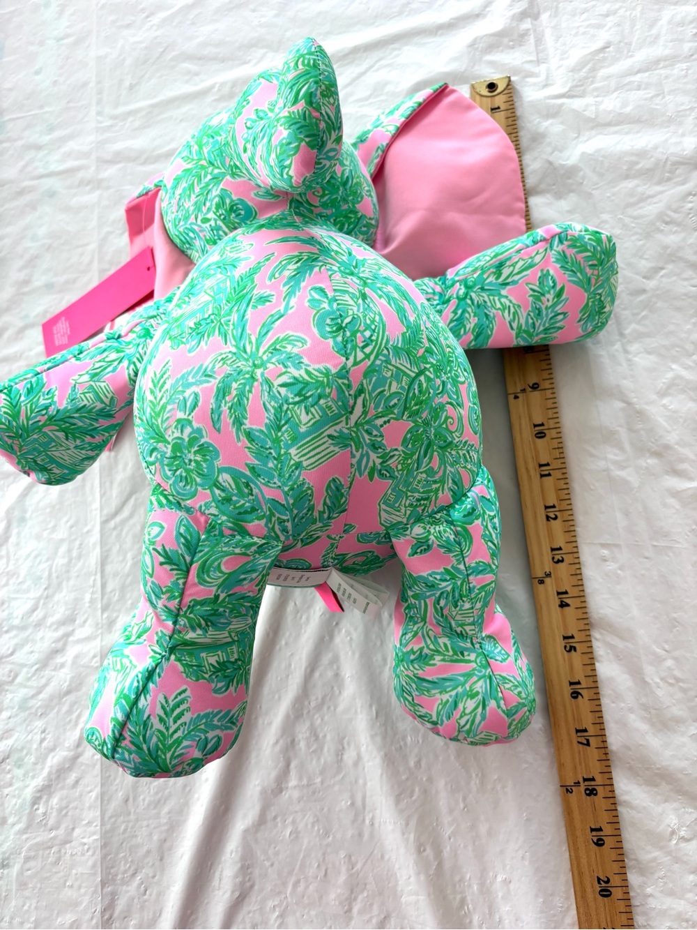 NWT Lilly Pulitzer Pink Green Mandevilla Pink Sands Paradise Plush Elephant - Picture 6 of 13